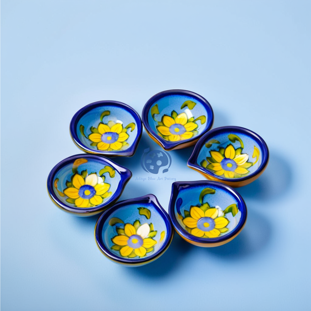 Blue Pottery Diya (Set of 20)