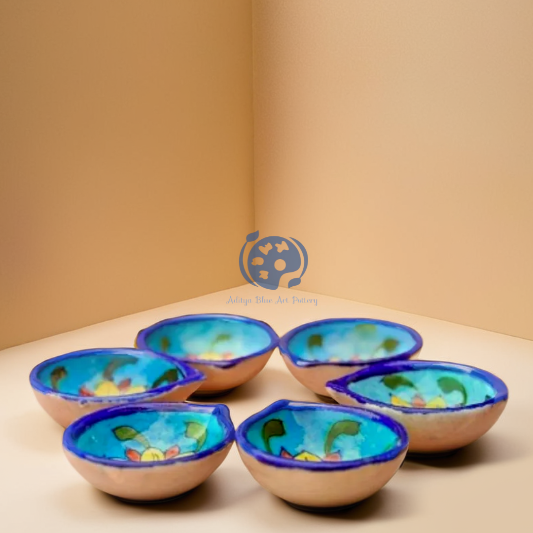 Blue Pottery Diya (Set of 20)