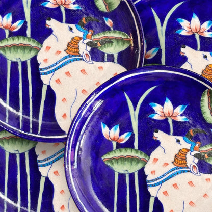 Handmade Cow Design 8 inch wall Plate